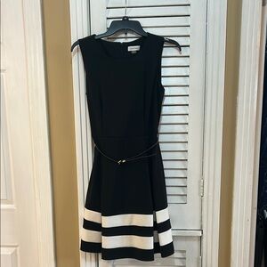 Calvin Klein Black and White Fit and Flare Mini Dress